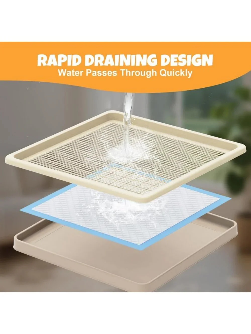 Indoor Dog Potty Tray for Puppies - 22x22 In, Easy-Clean, Leak-Resistant